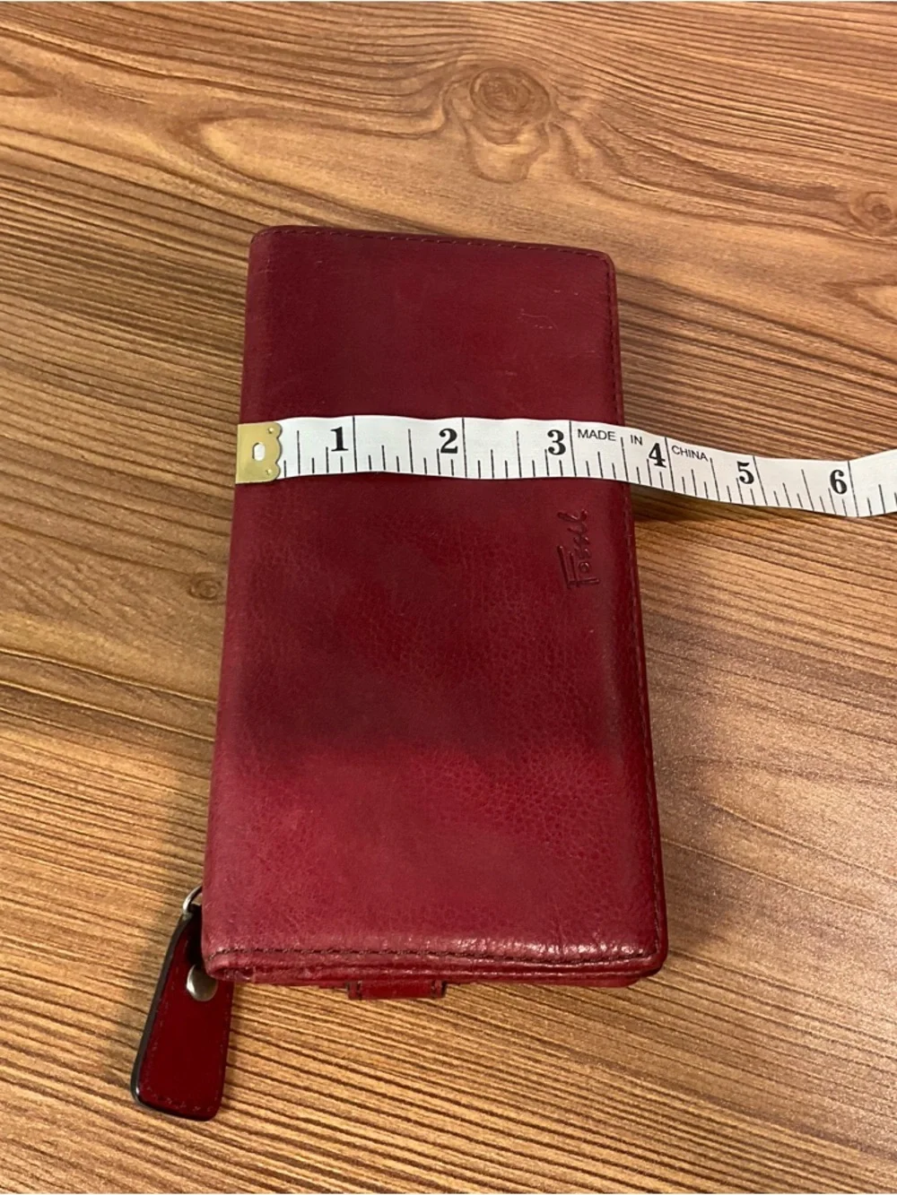 Fossil Red Leather Long Wallet Organizer Multi Card ID Window Snap Closure